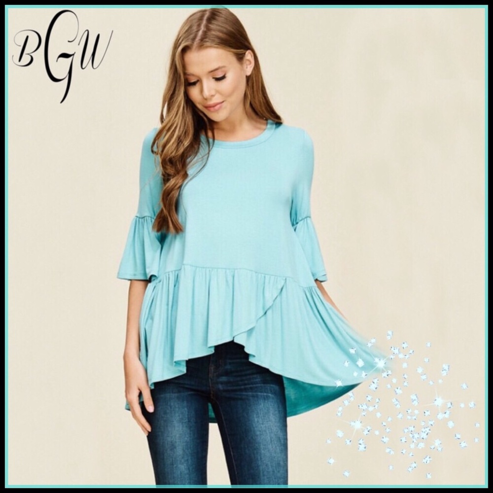 LAST 1🆕5⭐️Gorgeous Bell Sleeve Ruffle Top